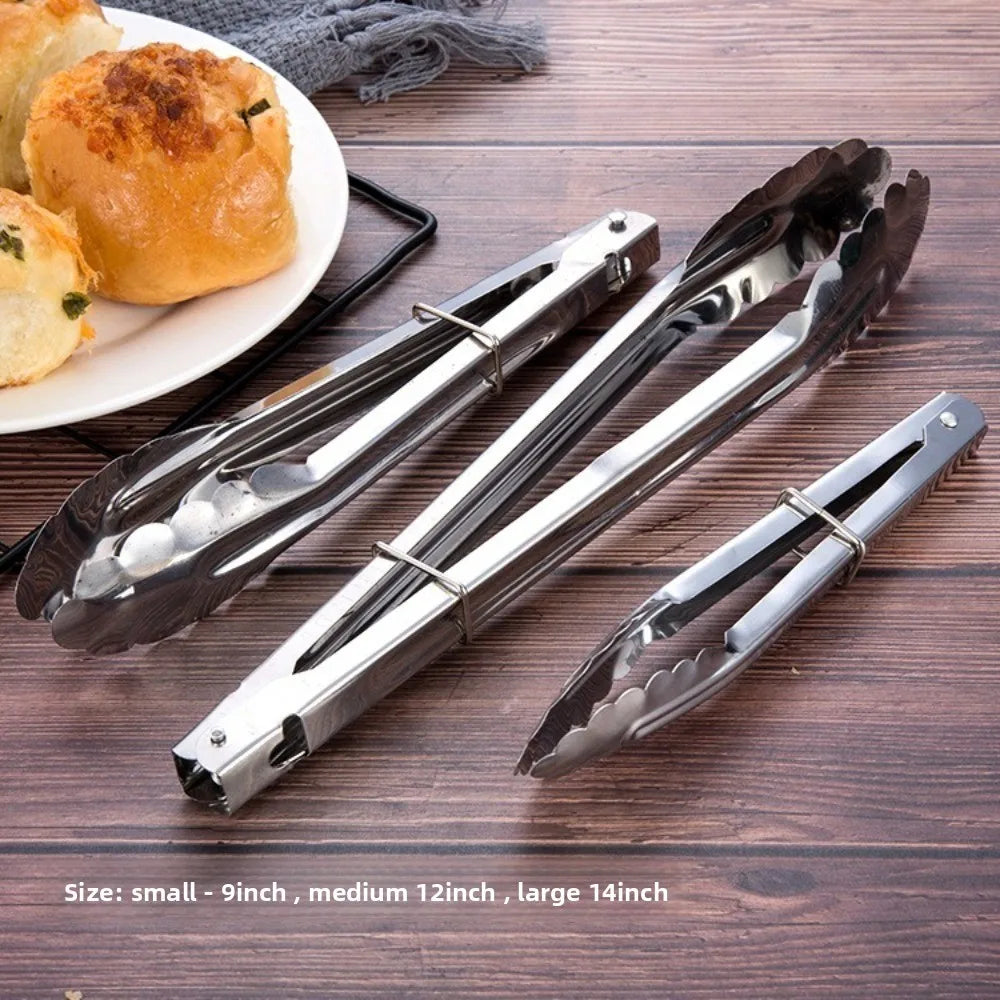 Stainless Steel Serving Food Tongs Practical Household Cookware for BBQ Grill Buffet Bread Salad and Kitchen Cooking Qme