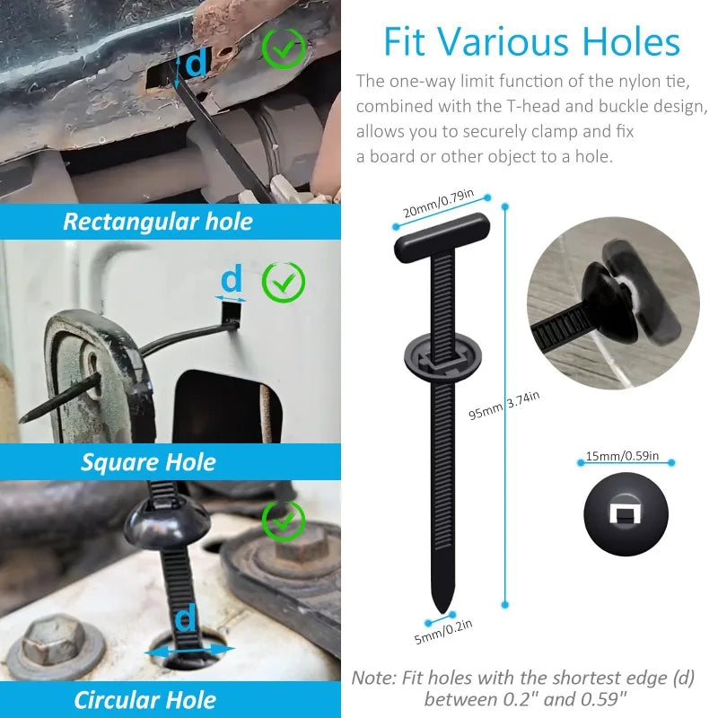 Cable Ties Buckle Nylon Auto Fastener Screw Replaceable Car Fenders Trunk Engine Guard Panel Wire Clips Management Tool Qme