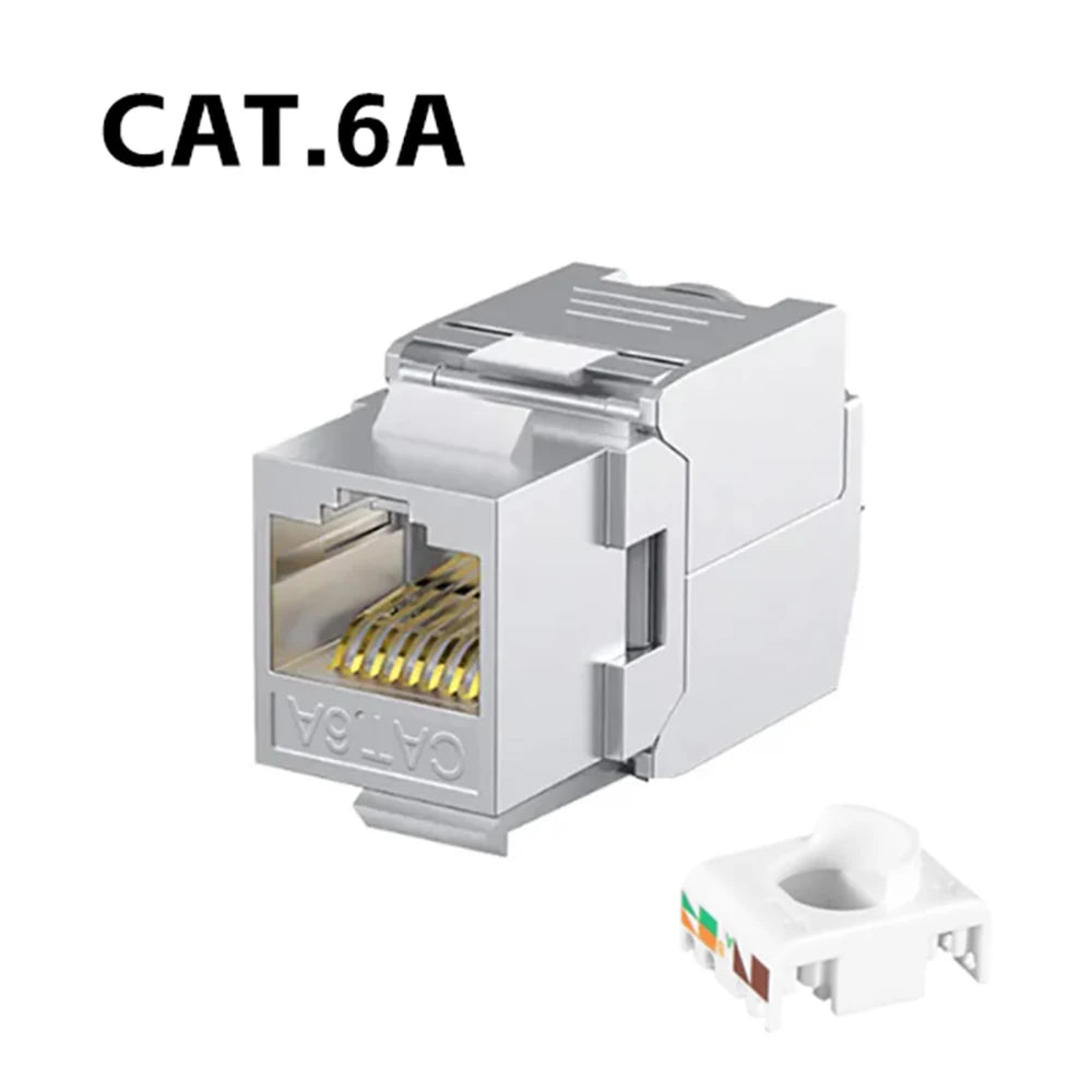 Free Crimping Network Shielded Module CAT6A CAT7 Zinc Alloy Shell RJ45 Keystone Jack Connector Network Insert Tool-Free Coupler Qme CAT 6A