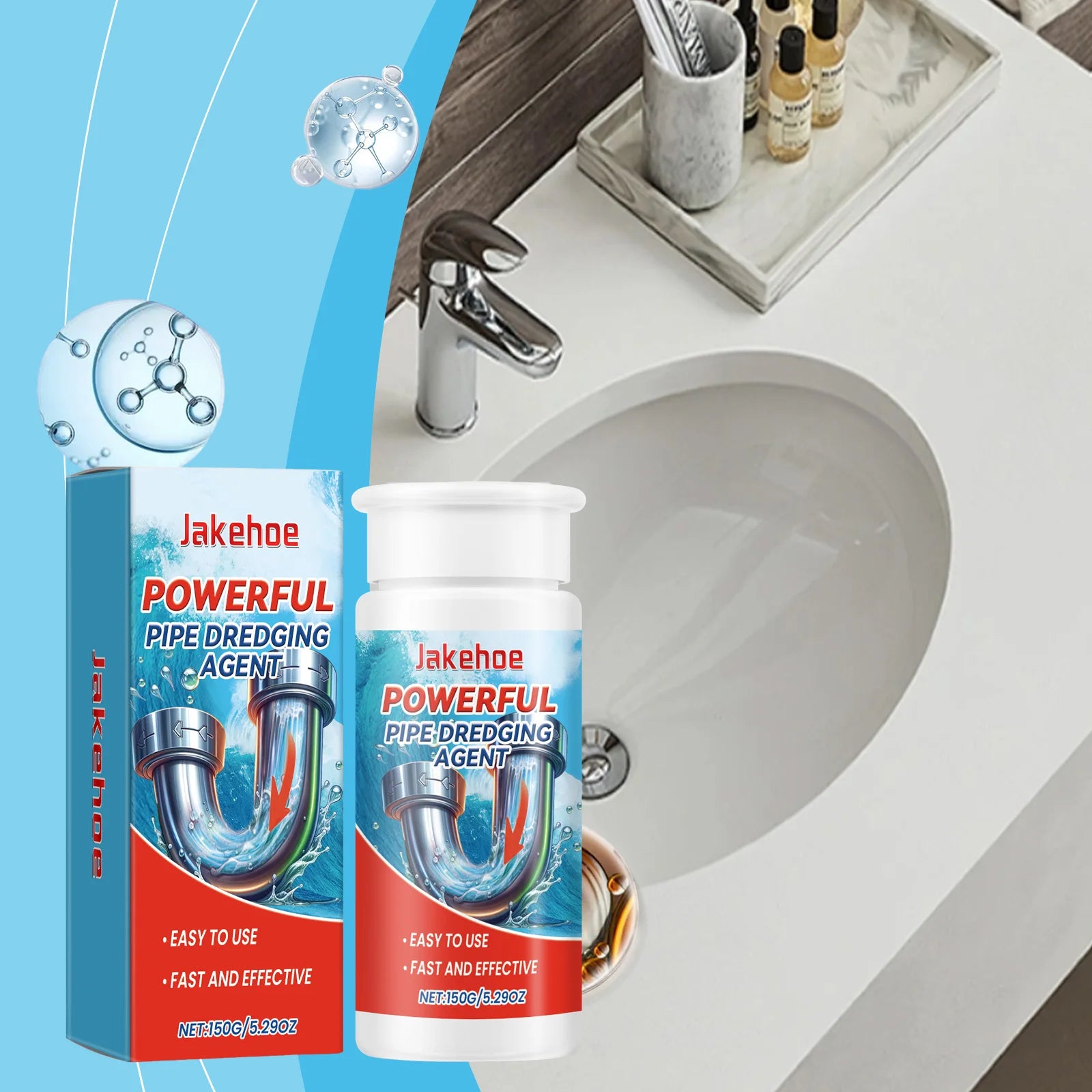 Powerful Pipe Dredging Agent Quickly Dissolve Blockages Clear Drainage Pipe Remove Scale Eliminate Odor Kitchen Dredge Deodorant Qme