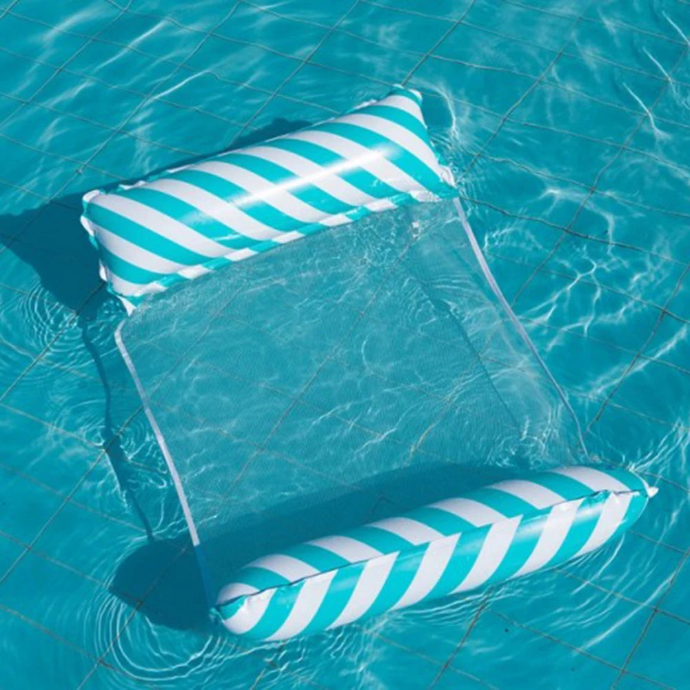 Foldable Striped Inflatable Lounge Chair, Suitable For Swimming Pool Parties And Beach Leisure Floating Beds With Net Backrest Qme