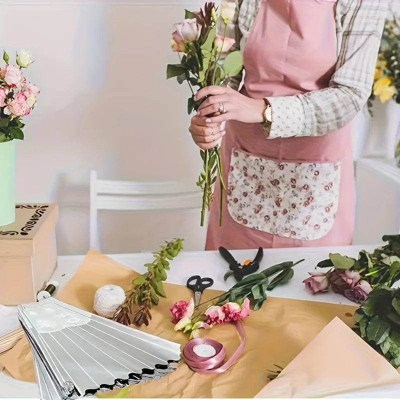 Decorative lace-patterned bouquet bag - Perfectly suitable for use as a craft packaging for birthdays, weddings, Valentine's Day Qme