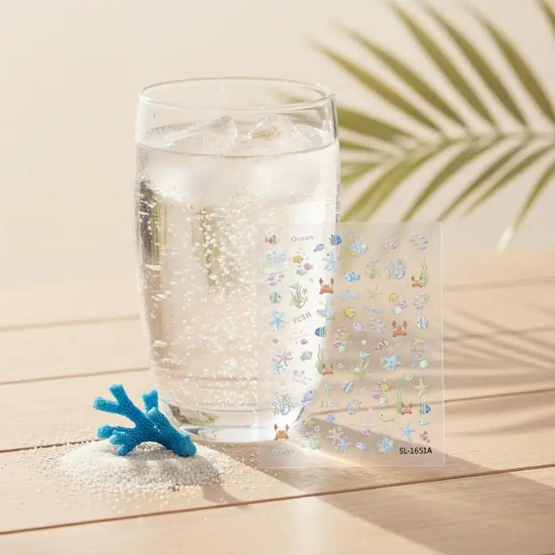 3D Ocean Themed Nail Art Stickers Embossed Starfish Pattern Self Qme