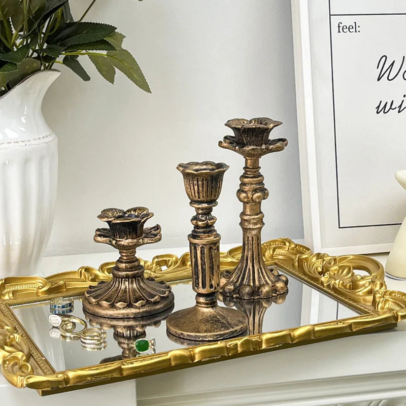 Classic French Gold Candle Holder European Antique Art Decor Elegant Qme