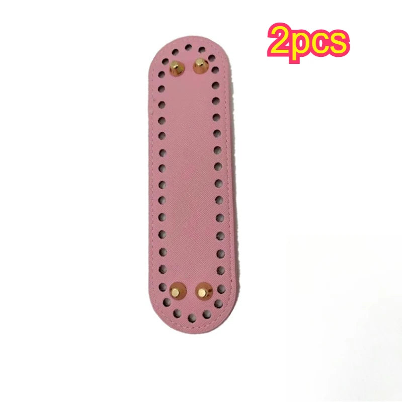 Single PU Oval Bag Bottom Plate 18*5cm With Anti-wear Metal Feet DIY Knitting Crochet Handbag Base Sewing Craft Supplies Qme Pink 2pcs