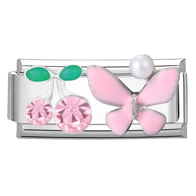 Wholesale Colored Gemstone Bowknot Water Drop Heart Italian Charm