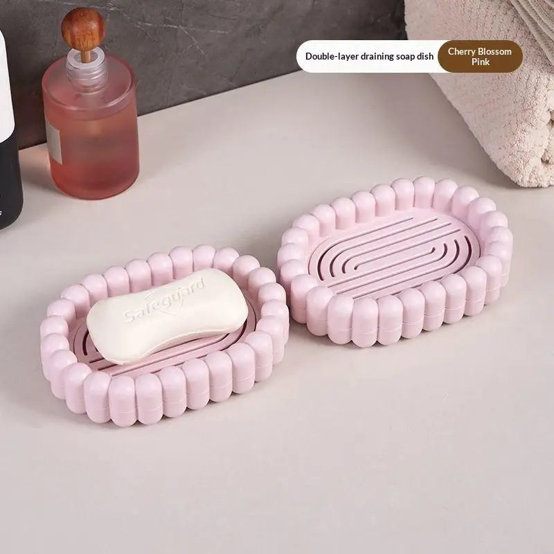 Plastic Bathroom Shower Soap Box Travel Portable Small Tray Dish Qme Pink