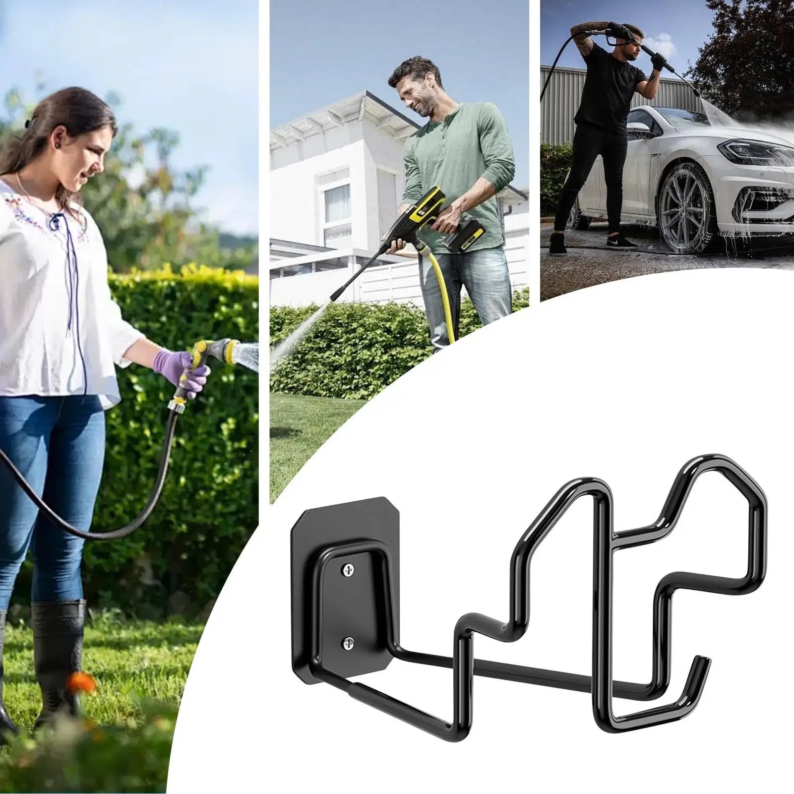 Wall Mount Hose Holder Garden Hose Reel Wall Mount Steel Bracket For Pipe Reel Cord Pool Backyard House Patio Garage Outside Qme