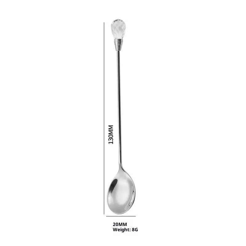 Dessert Ice Cream Coffee Cocktail Crystal Spoon Long Handle Teaspoon Qme A1