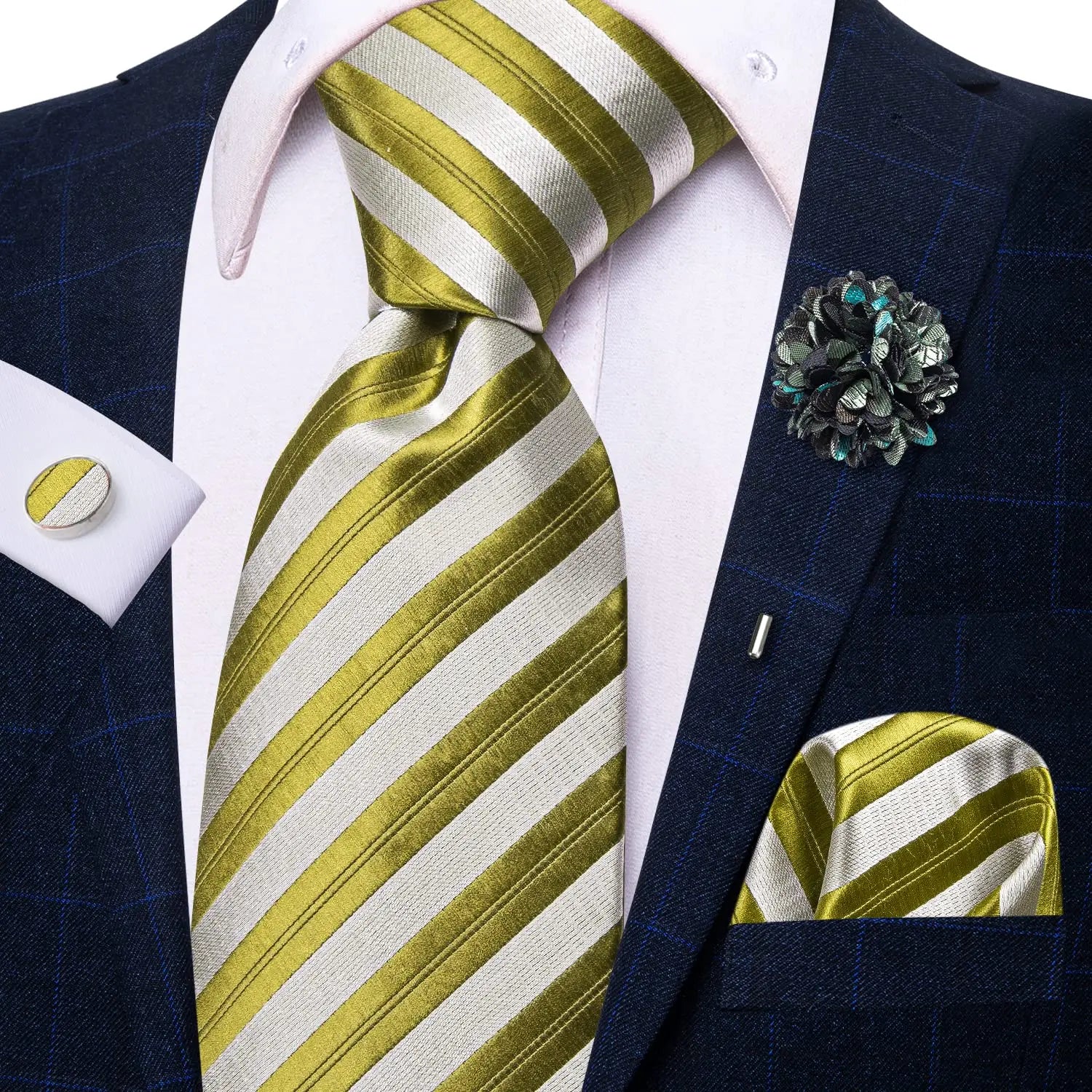 25 Colors Neck Ties Men Luxury Wide Silk Wedding Tie Pocket Square Qme N-3787-XH-0074