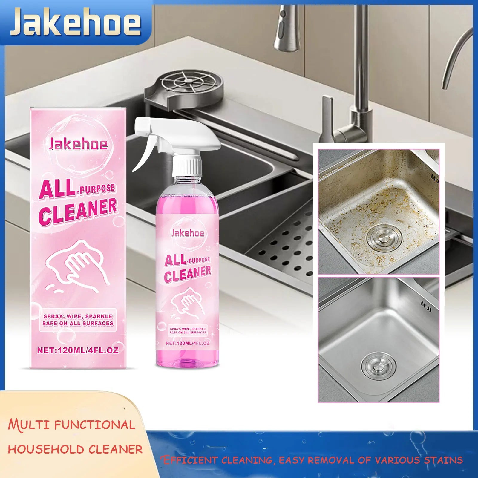 Multi-Functional Household Cleaner All-in-One Gently Removes Stains from Kitchen Walls Appliances Desktops Qme