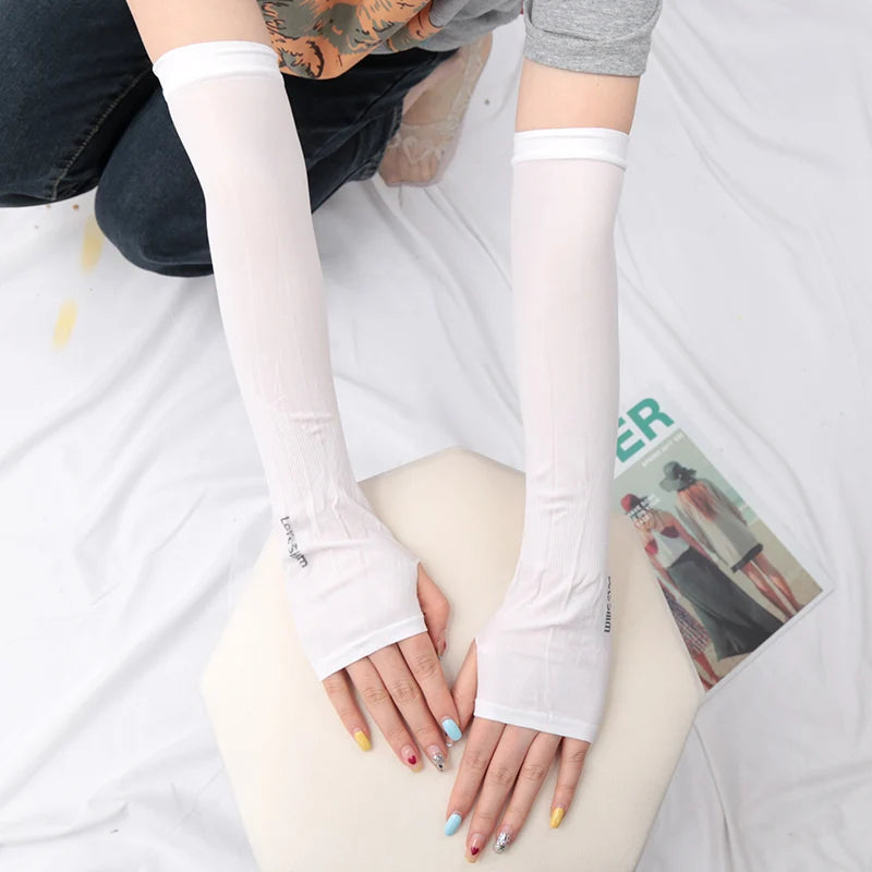 Y2k Goth Lolita Anime Thin Solid Gloves JK Kawaii Girl Mitten Ice Qme WHITE