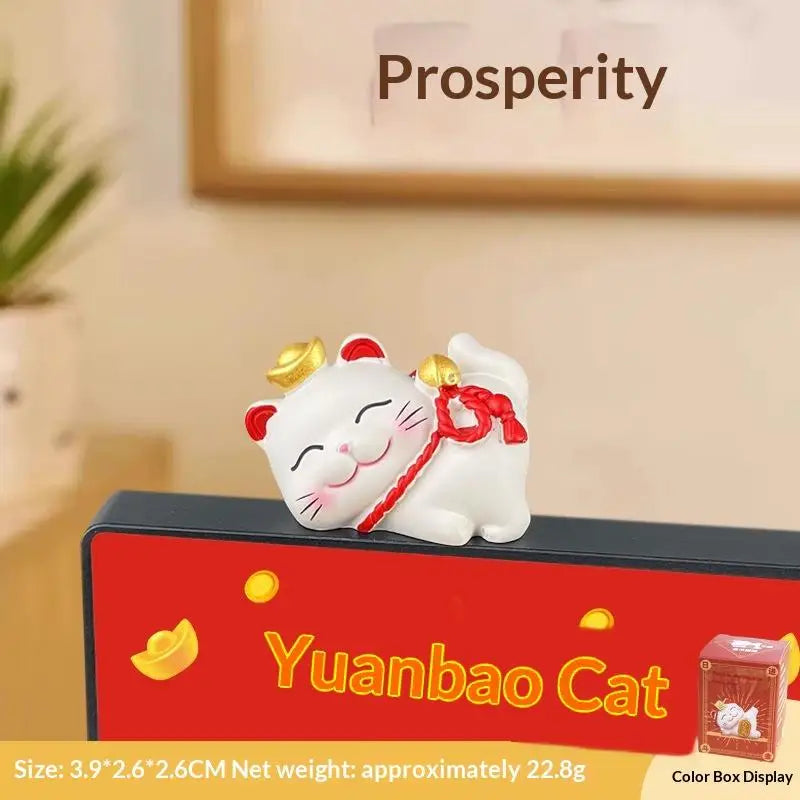 1/2/4Pcs Wealth Fortune Sculpture Lucky Cute Cat Figurine Gaming Office Table Desk Car Ornaments Chinese New Year Decor Gifts Qme A
