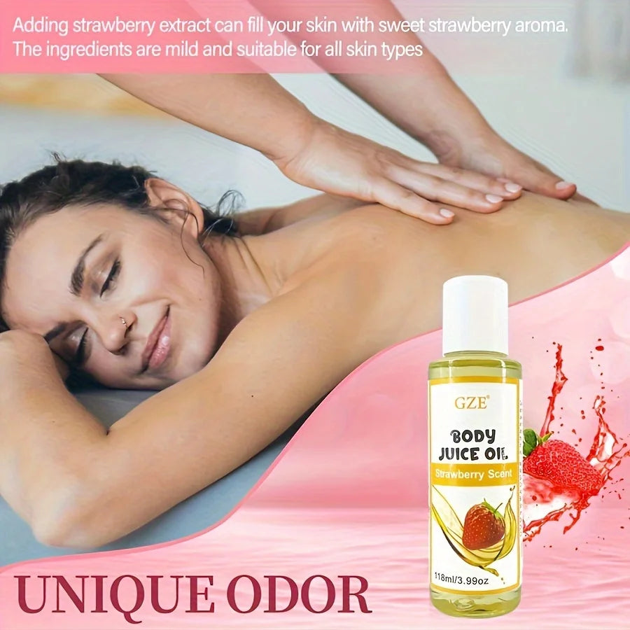 GZE STRAWBERRY BODY JUICE OIL Hand crafted Body Oil for Women soothing and relaxing eliminate/balance odor tastes like sweet Qme