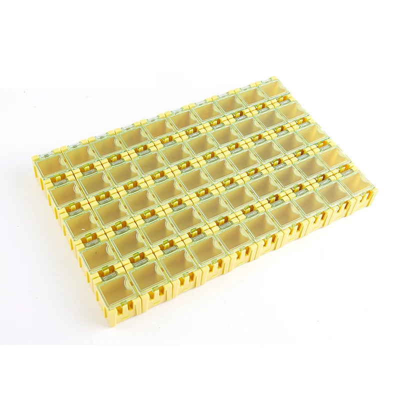50Pcs/Set SMD SMT Electronic Component Container Mini Storage Boxes kit desk organizer Qme Yellow
