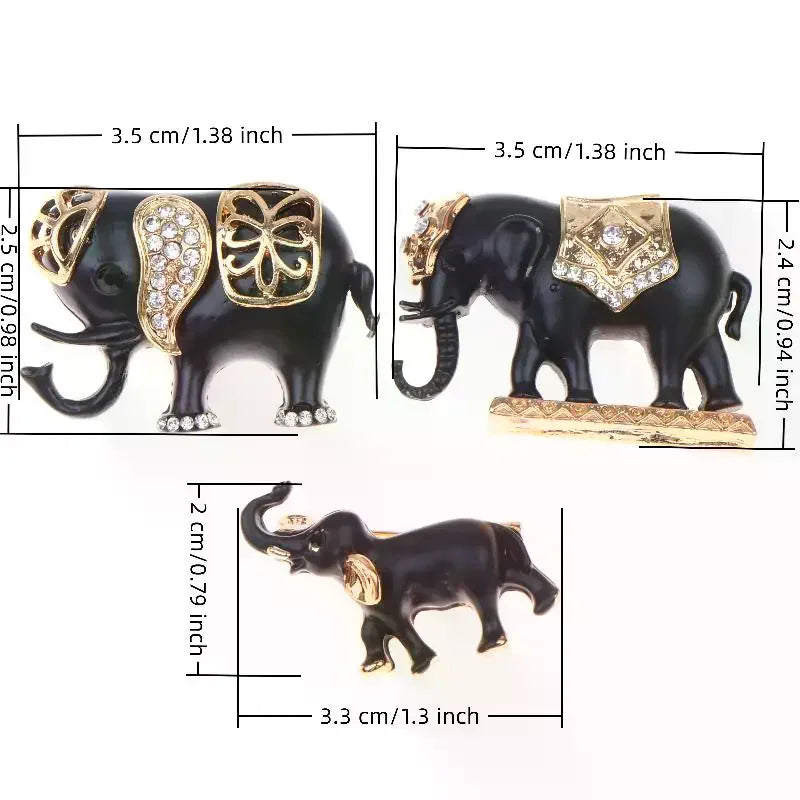 Black Gold Elephant Brooch Set With Shiny Rhinestone And Exquisite Design Perfect For Party Daily Wear Fashion Clothing Qme
