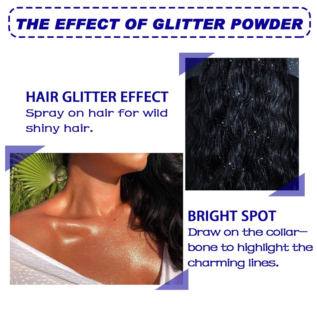 Shiny Glitter Spray Radiant Silver Glitter Spray for Hair &Body Instant Holographic Highlight Sparkling Shimmer Makeup for Party Qme