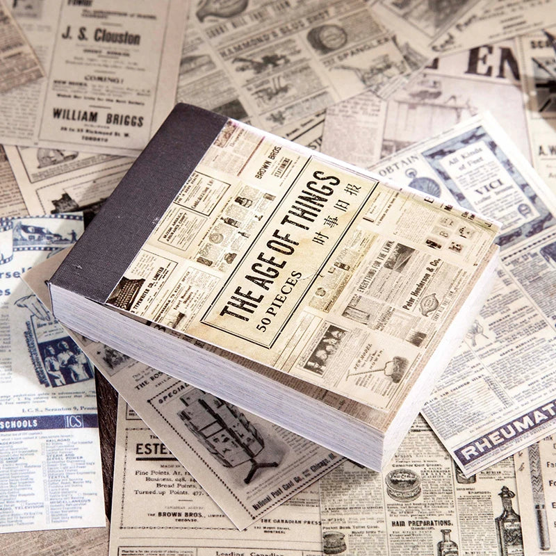50 pcs Scrapbooking Adhesive Diy Sticker Vintage INS Stickers book for Decorative Diary Album junk journal supplies Qme