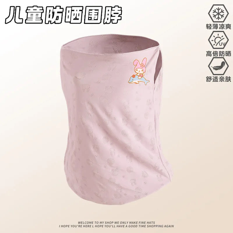 Melody Kuromi Sun Protection Face Mask Lightweight, Breathable Ice-Silk Sun Protection Mask for Students UV-Protective Mask Qme 16