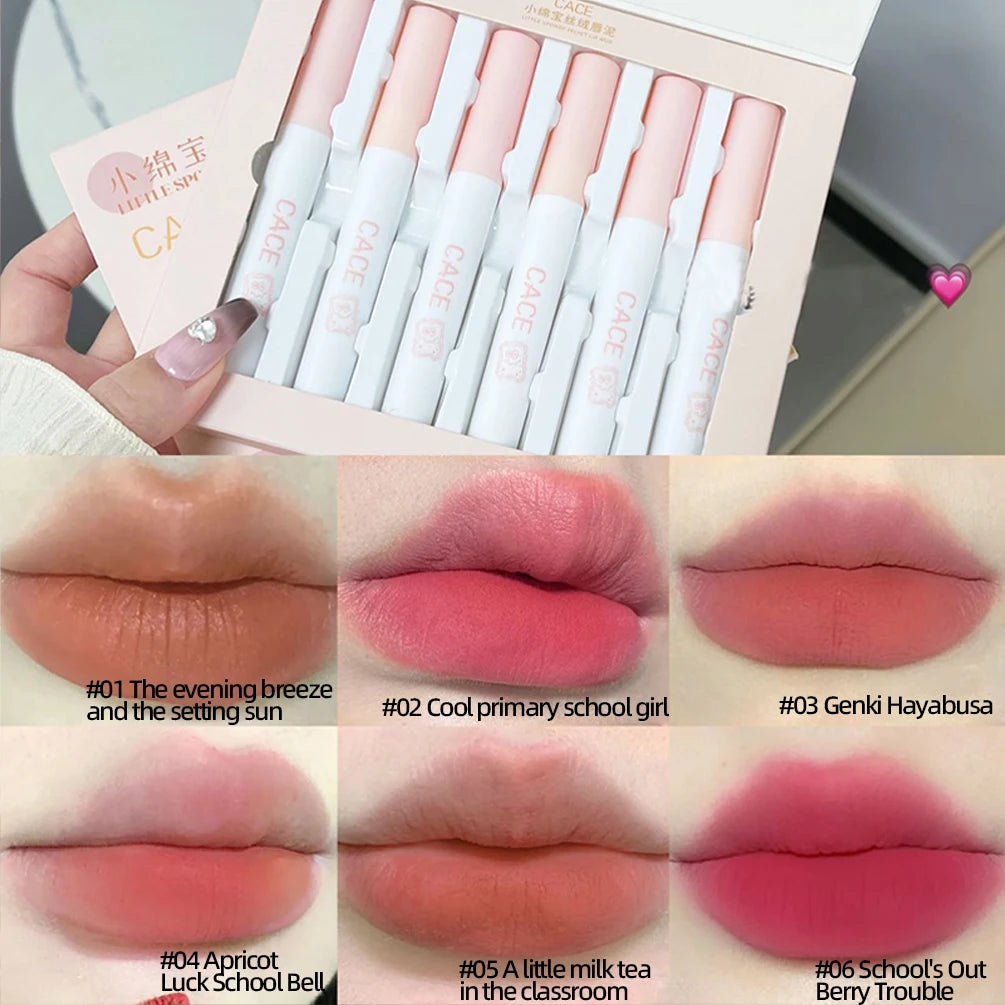 6Pcs Matte Lipstick Set Waterproof Long-lasting Moisturizing Lipstick Ladies Lip Gloss Cosmetic Makeup Lip Tint Beauty For Women Qme