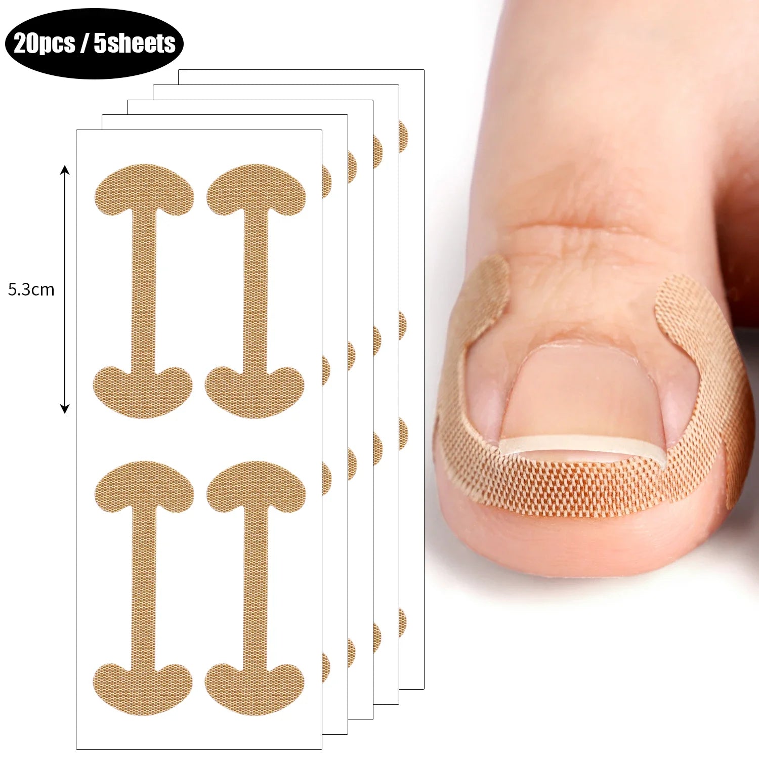 100PCS Ingrown Toenail Correction Strips Lasting Adhesion Waterproof Nail Correction Stickers Elasticity Toe Care Pedicure Tools Qme 20PCS