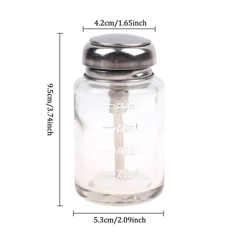 Airless Pump Bottle Clear Refillable Container Nail Polish Remover Qme