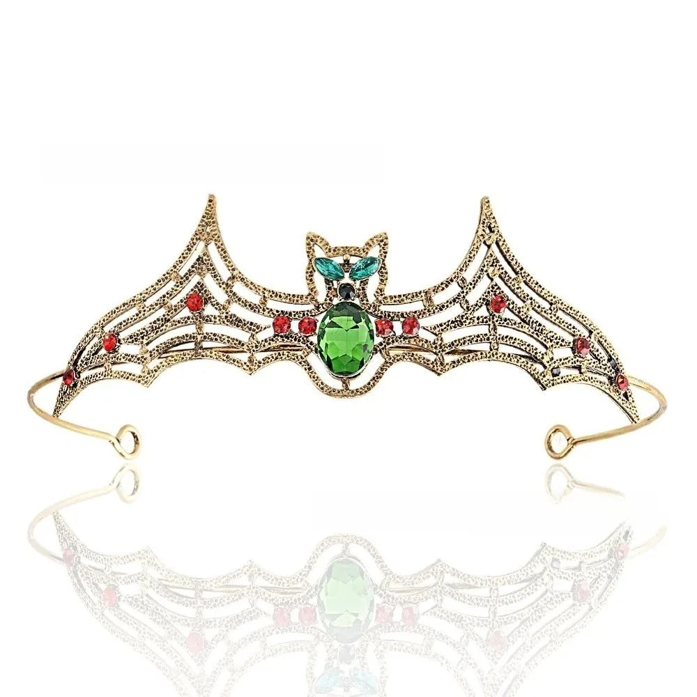Simple Metal Halloween Bat Hairband Sparkling Multicolor Rhinestone Crowns Cosplay Props Dark Halloween Tiara Ladies Qme Style 9