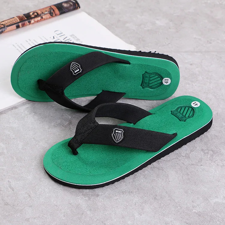 Hot Sale High Quality Men Flip Flops Summer Beach Flip Flops Men Fashion Breathable Casual Beach Men Slippers Summer Outdoor Qme Green 40
