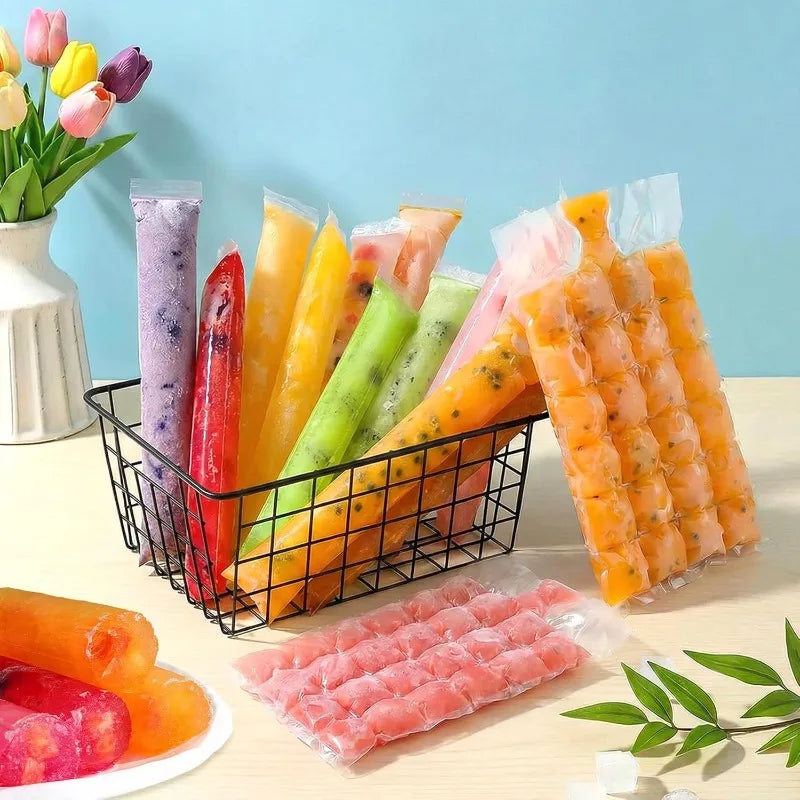 Disposable Ice Pack Grid Disposable Popsicle Mold Bag Self-sealing Ice Tray Bag Ice Cube Bag Box Edible Frozen Ice Cube Qme