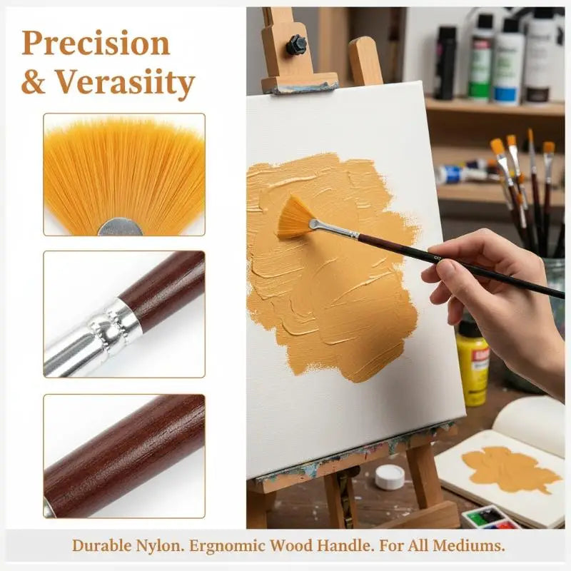 Oil Acrylic Paint Brushes Fan Nylon Hair Watercolor Artist Painting Qme Default Title