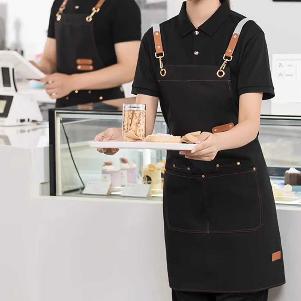 Home Canvas Apron Custom Catering Milk Tea Shop Flower Shop Supermarket Cake Shop Special Work Clothes Qme