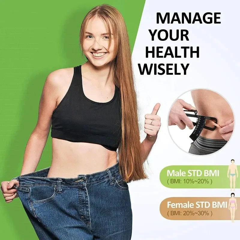 1set 70mm Skinfold Body Fat Caliper Set with Measure Tape Body Fat Monitors Body Fat Tester Skinfold Measurement accessory Qme