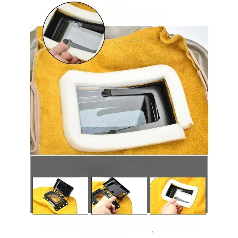 Welding Tool Accessories For Eye Nose Protection, Solar Auto Dimming Filter Lens, Leather Cover, Welding Helmet Mask Qme