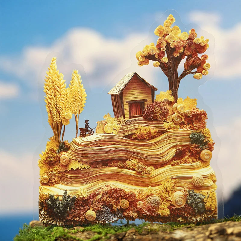 Fairy Tale House Scenery Stickers, Multi-Scene Collage Materials for Journal Scene Creation, Elegant Stationery for Students Qme