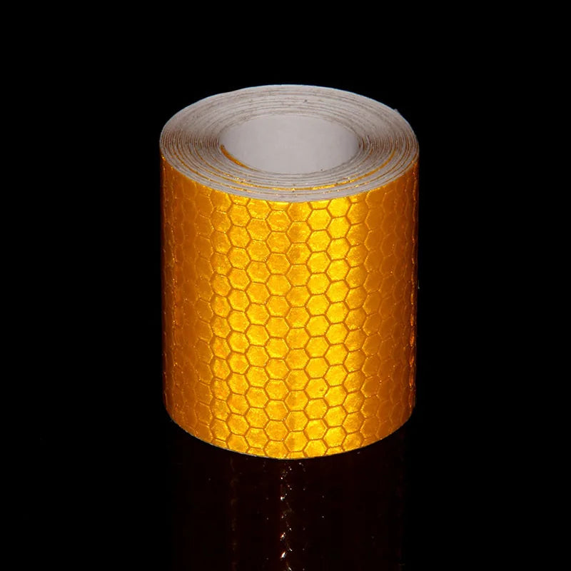 1/3M Reflective Car Stickers Waterproof Self-Adhesive Safety Warning Tape Strong Adhesive Reflectors Conspicuity Strip for Truck Qme Yellow 3M 1mm