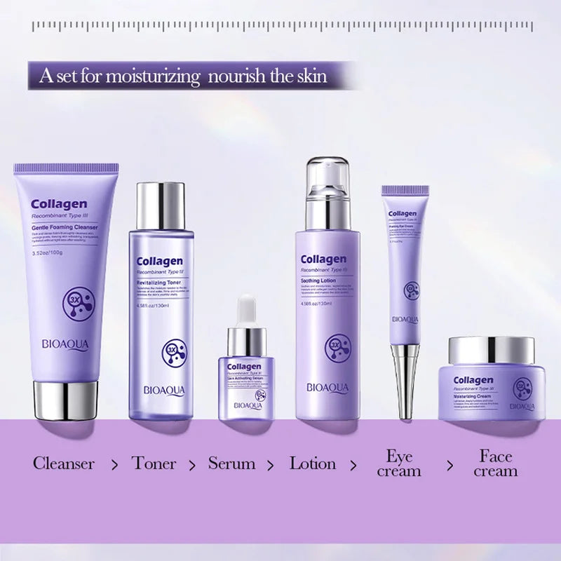 Anti-wrinkle Skincare Six-piece Collagen Anti-aging Firming Including Qme