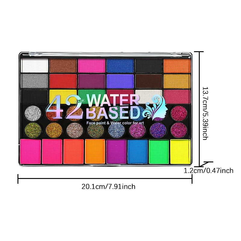 Painted 42 Colors Face Paint Kids Non-toxic Water Activated Palette Qme 01