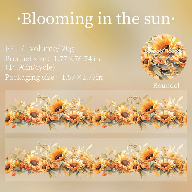 45mm*2m Creative Flower PET Tape for Collage Decorative Junk Journal Scrapbooking Stationery supplies Masking Tapes Stickers Qme D