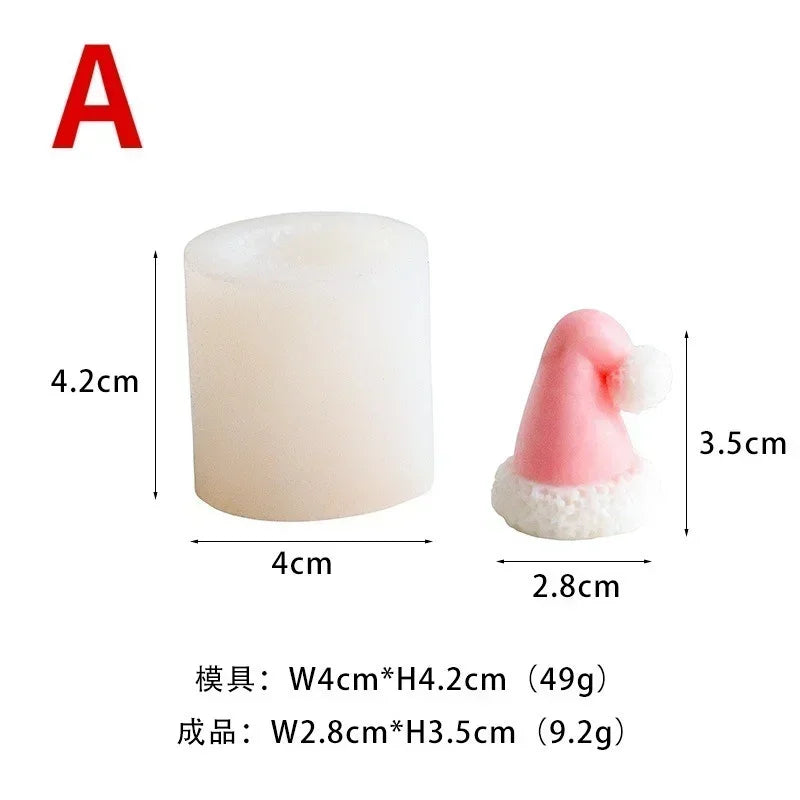 Handmade Molds Creative Christmas Hat Candle Silicone Mold DIY Geometry Candle Making Resin Soap Mold Christmas Gifts Decor Qme A-1PC