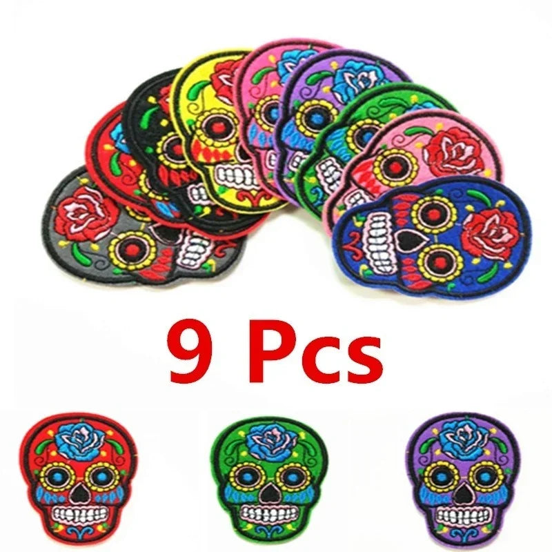 Creative Multi-color Skull Costume Patches Halloween Embroidery Qme
