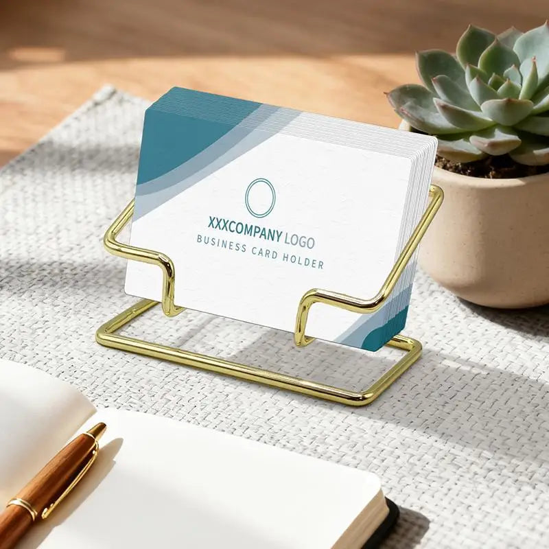 Desktop Business Card Holder Acrylic Dual Layer Stand Office Desk Qme