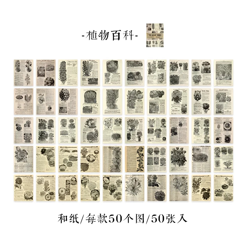 50 pcs Scrapbooking Adhesive Diy Sticker Vintage INS Stickers book for Decorative Diary Album junk journal supplies Qme H