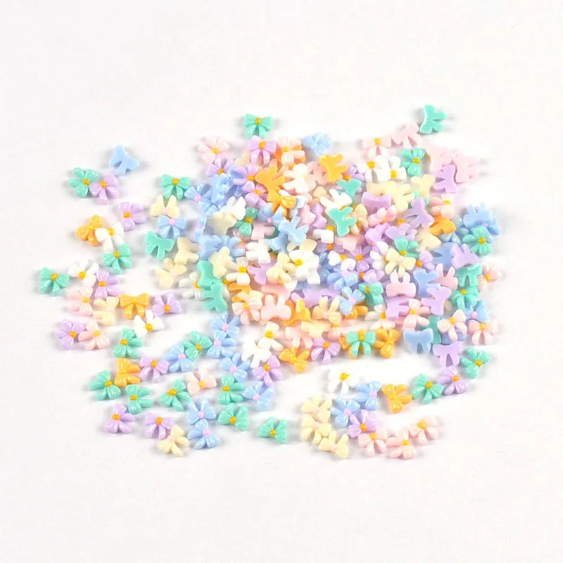 50/200Pcs 6-12mm Colord Butterfly/Bow Resin Embellishments Flatback Cabochons Crafts Scrapbooking Making DIY Nail Arts C4109 Qme