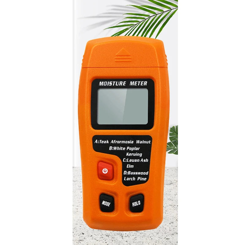 Two Pins Digital Wood Moisture Meter 0-99 9 Humidity Tester Timber Qme Orange
