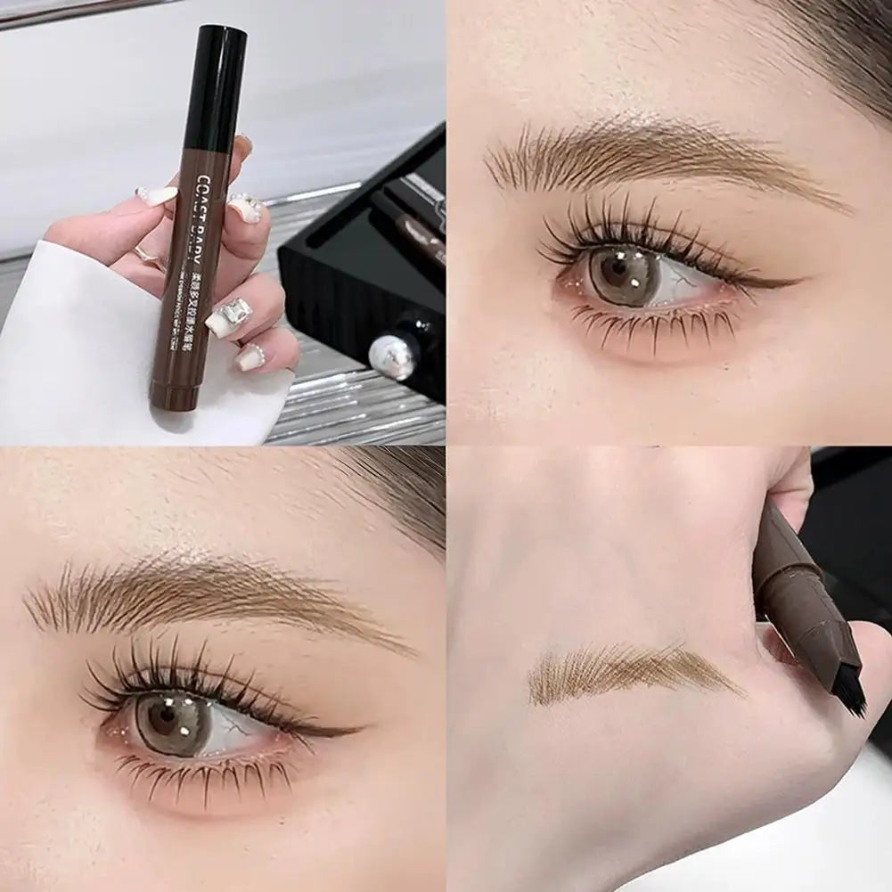 Multi-fork Wild Eyebrow Pen 3D Waterproof Microblading 4 Fork Tip Qme 02 dark brown