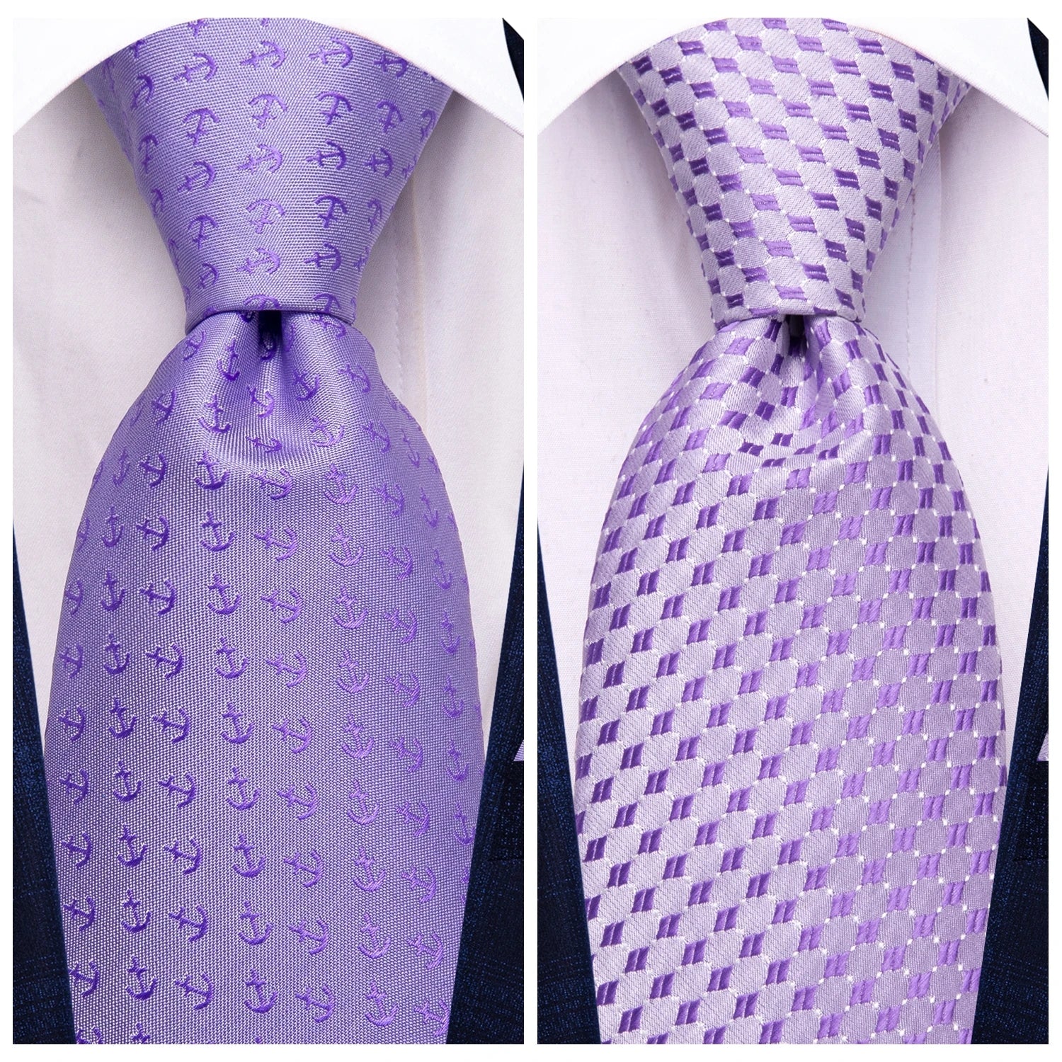 Hi-Tie Purple Floral Novelty Men Elegant Necktie Handkerchief Cufflinks for Tuxedo Fashion Classic Silk Luxury Tie for Man Qme