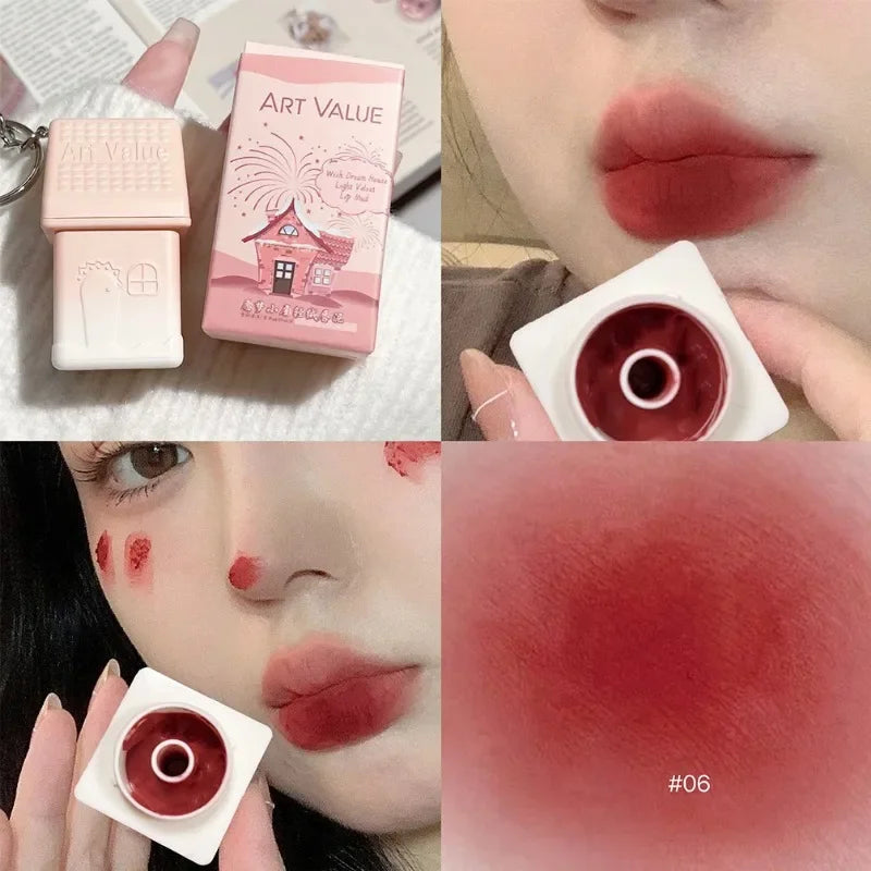 Matte Lipstick Berry Wine Soft Velvet Lip Mud Korean Makeup Solid Lip Gloss Non Stick Cup Lasting Moisturizing Light Lip Tint Qme 06