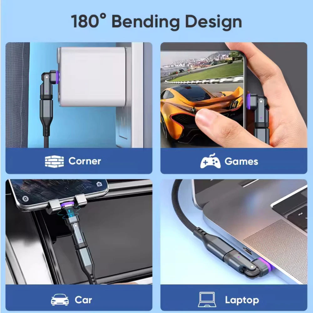 16Pin 240W Magnetic Adapter USB-C to Type C Fast Charging Converter 180° Rotation Type C Quike Charging Connector For Smartphone Qme