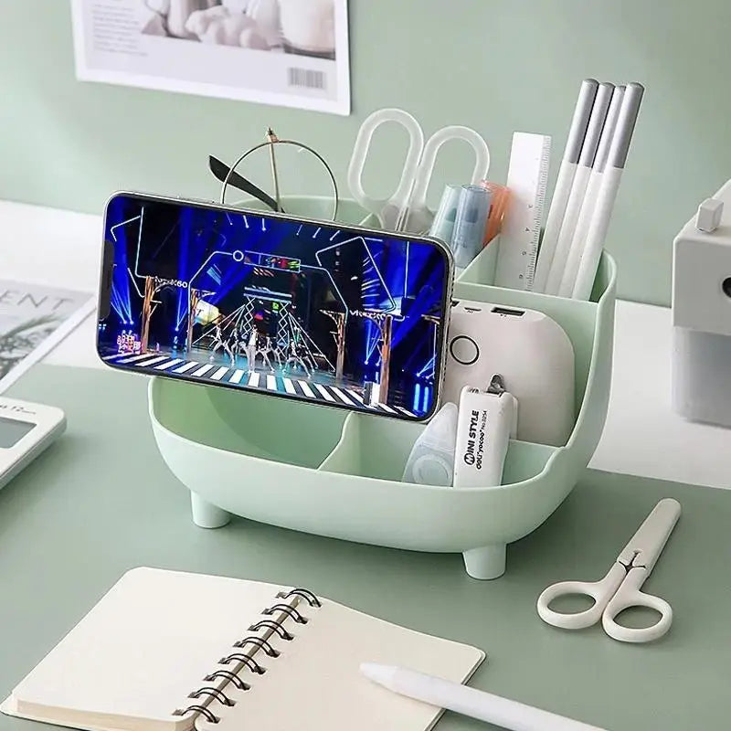 Creative 6 Grid Desktop Organizer Pen Holder Multifunctional Desk Makeup Pencil Storage Box School Office Stationery Stand Qme