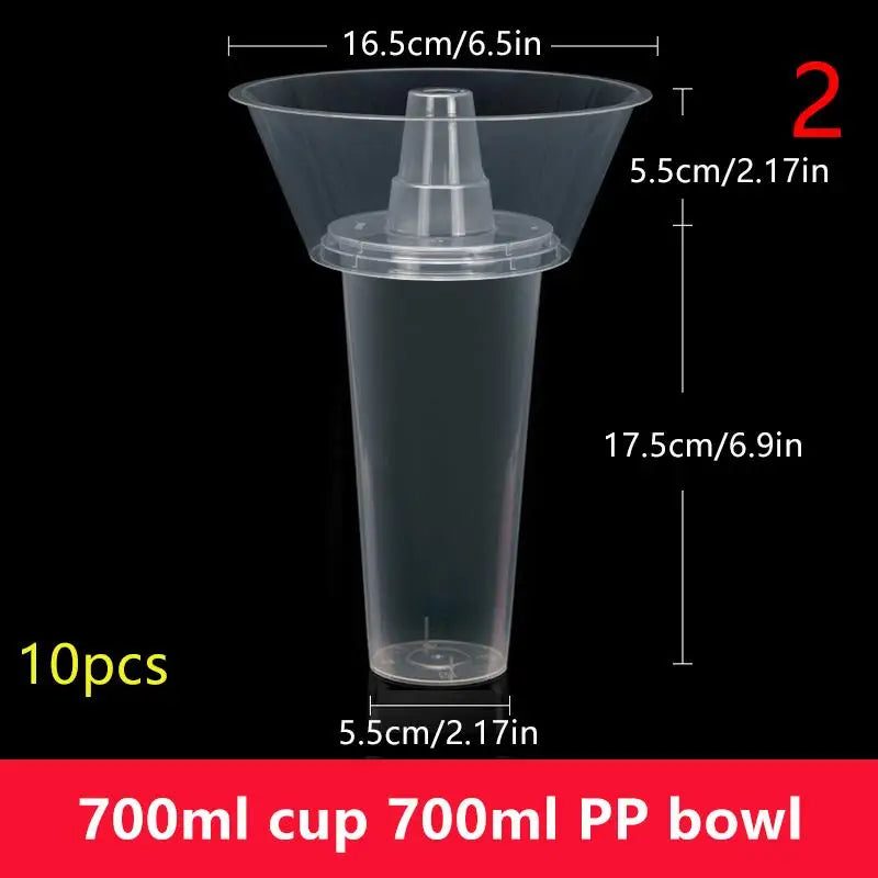 10 Disposable Plastic Cup Drink Snack Bowl Bubble Milk Tea Fruit Qme 2